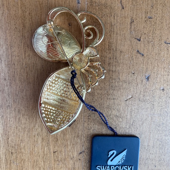 Swarovski brooch/ golden bee with Swarovski stones. stamped in the back. Vintage - Picture 5 of 6